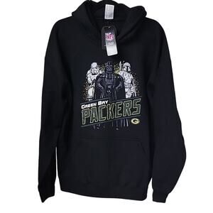 NFL Licensed Black Green Bay Packers Hoodie Sweatshirt Star Wars Themed Adult L